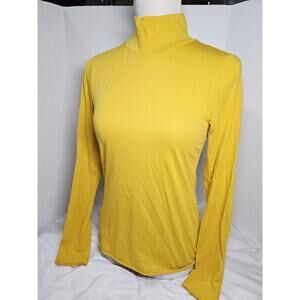 Y2K By Anthropology S Bright Yellow Cotton Indie Mock Neck Song Sleeve Blouse